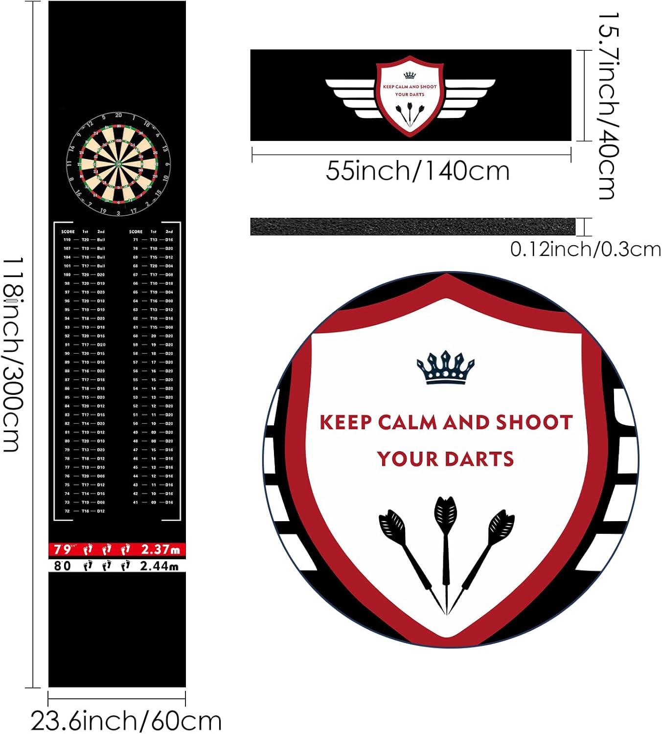 Darts Floor Mat - T-Shaped Dart Mat with Checkout ... - Image 5