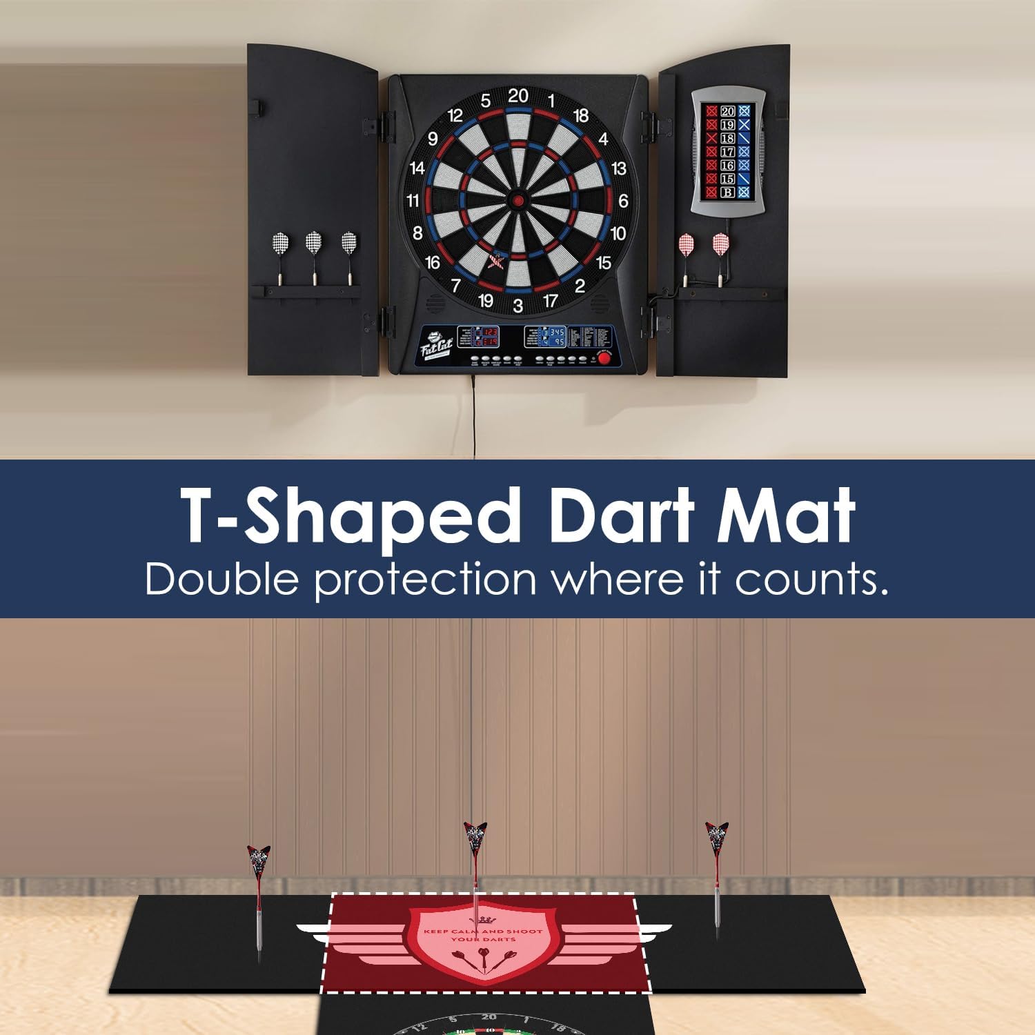 Darts Floor Mat - T-Shaped Dart Mat with Checkout ... - Image 3