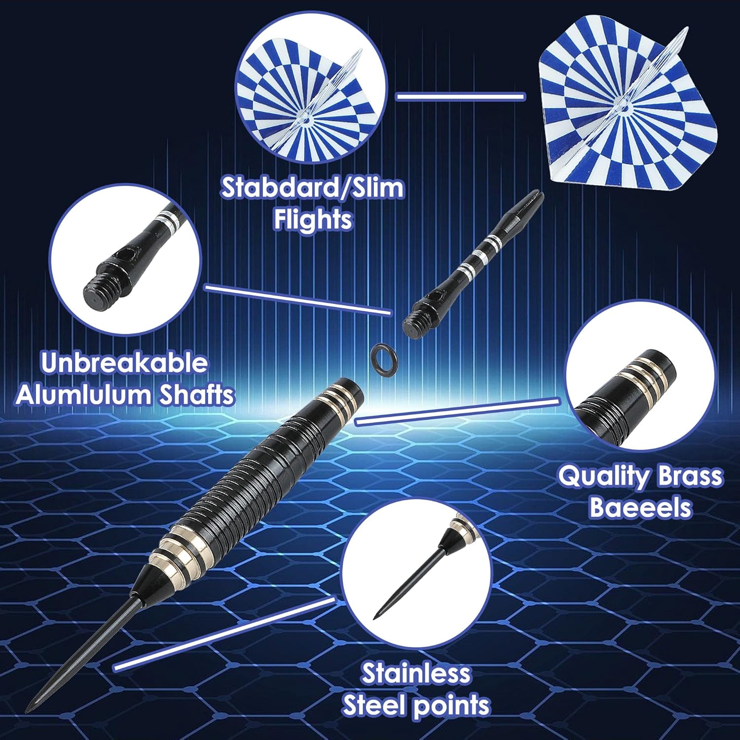 CyeeLife CareGames 6pcs Steel Tip Darts,Profession... - Image 3