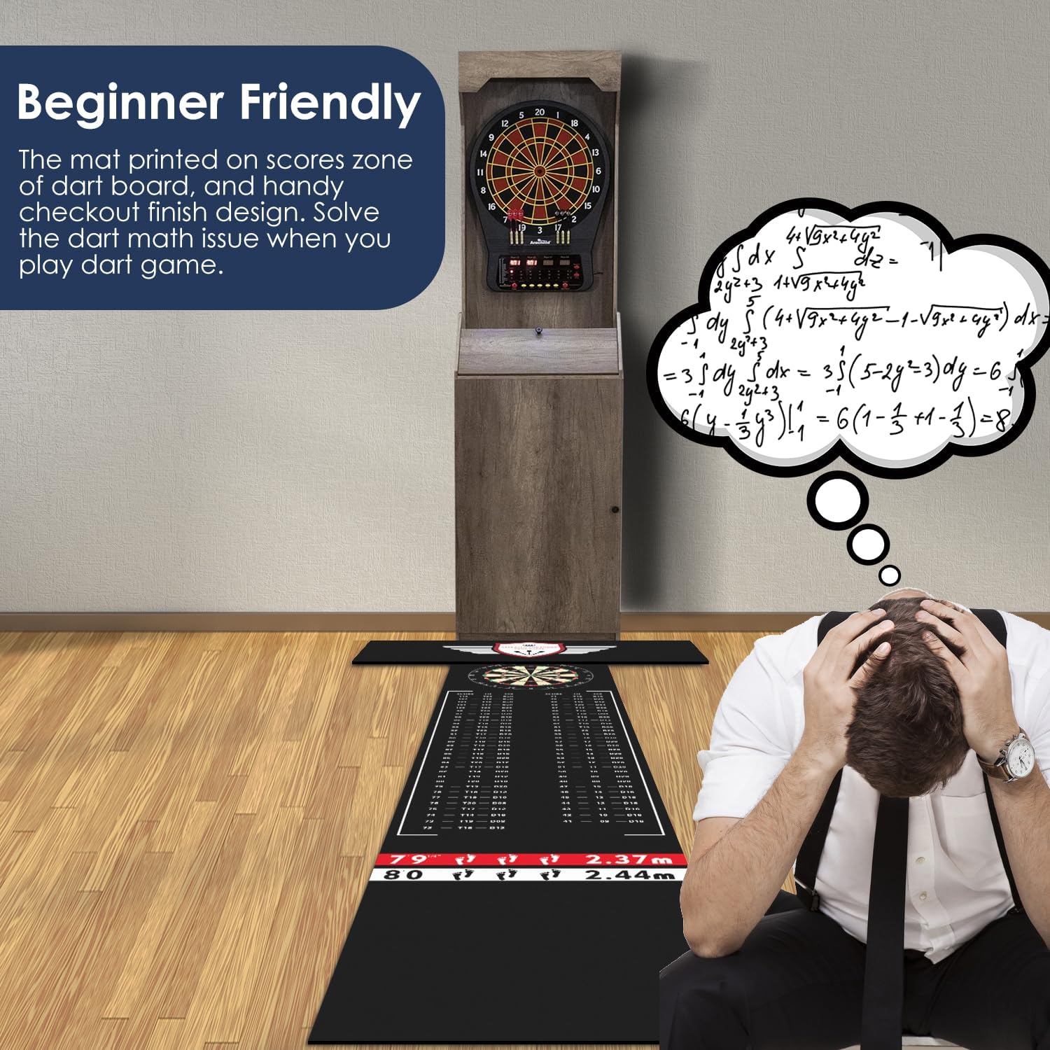 Darts Floor Mat - T-Shaped Dart Mat with Checkout ... - Image 7