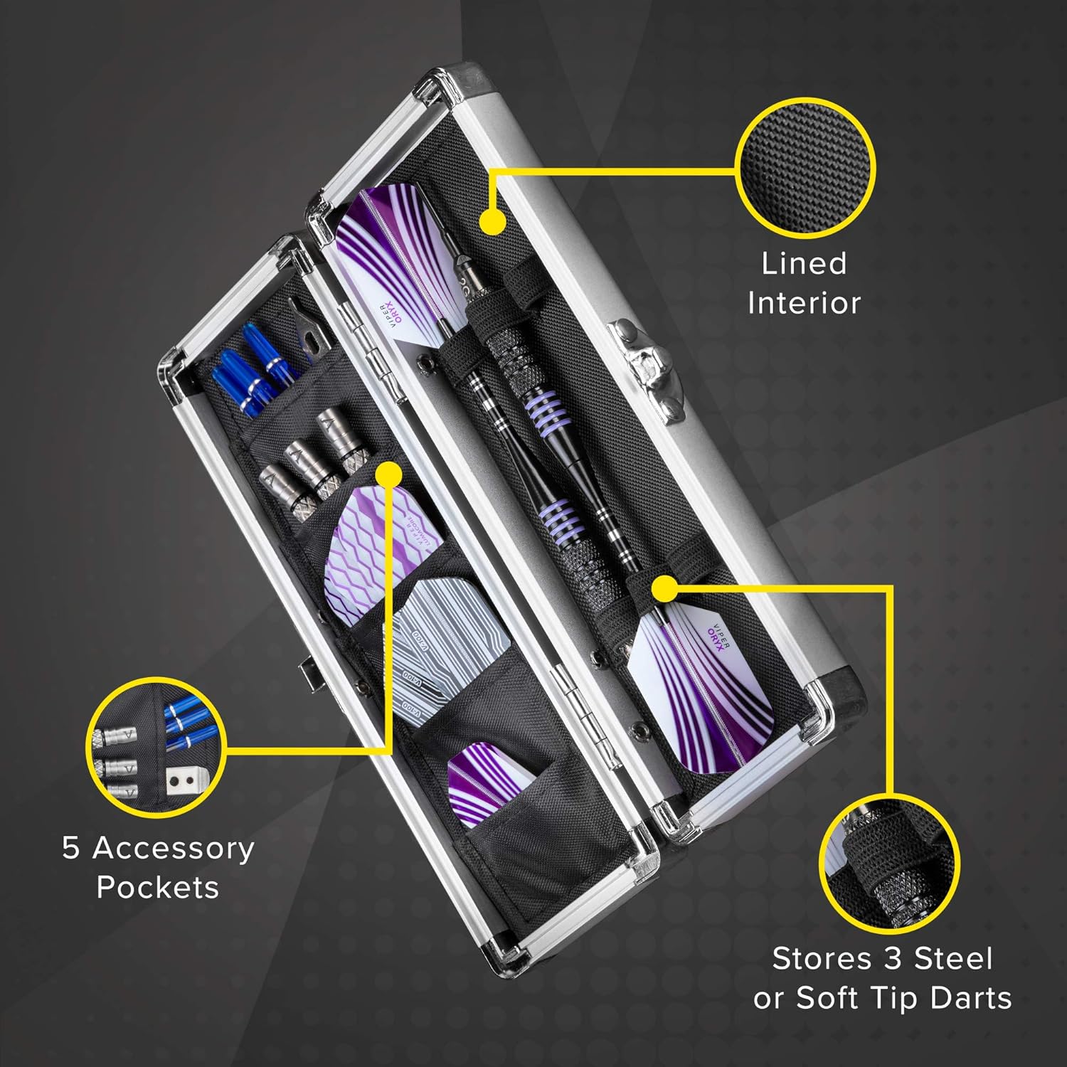 Casemaster Accolade Aluminum Dart Case Holds 3 Ste... - Image 3