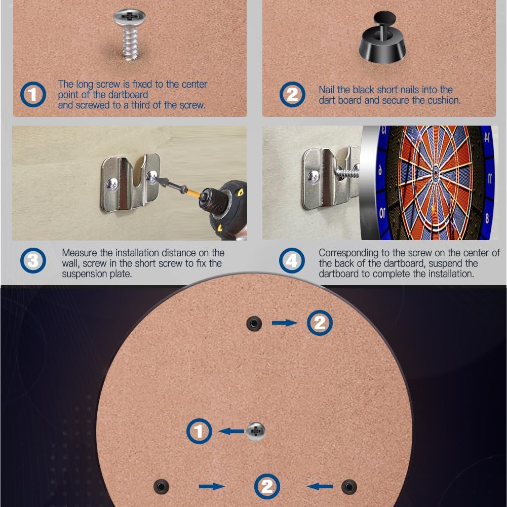 Dartboard Bracket, 2 Dart Board Hanging Kits Inclu... - Image 5