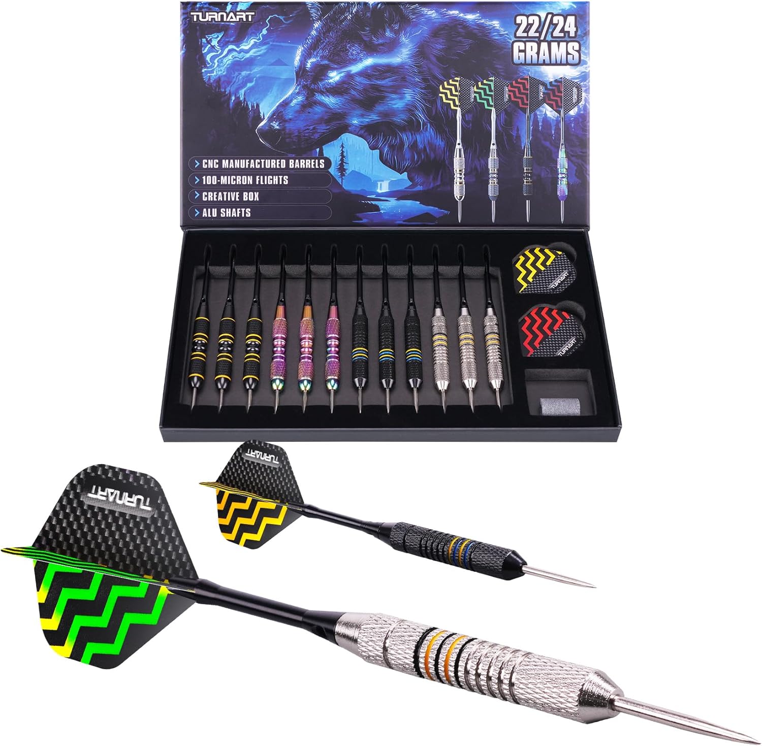 Turnart 12 Pack Steel Tip Darts Set with Case, Pro... - Image 8