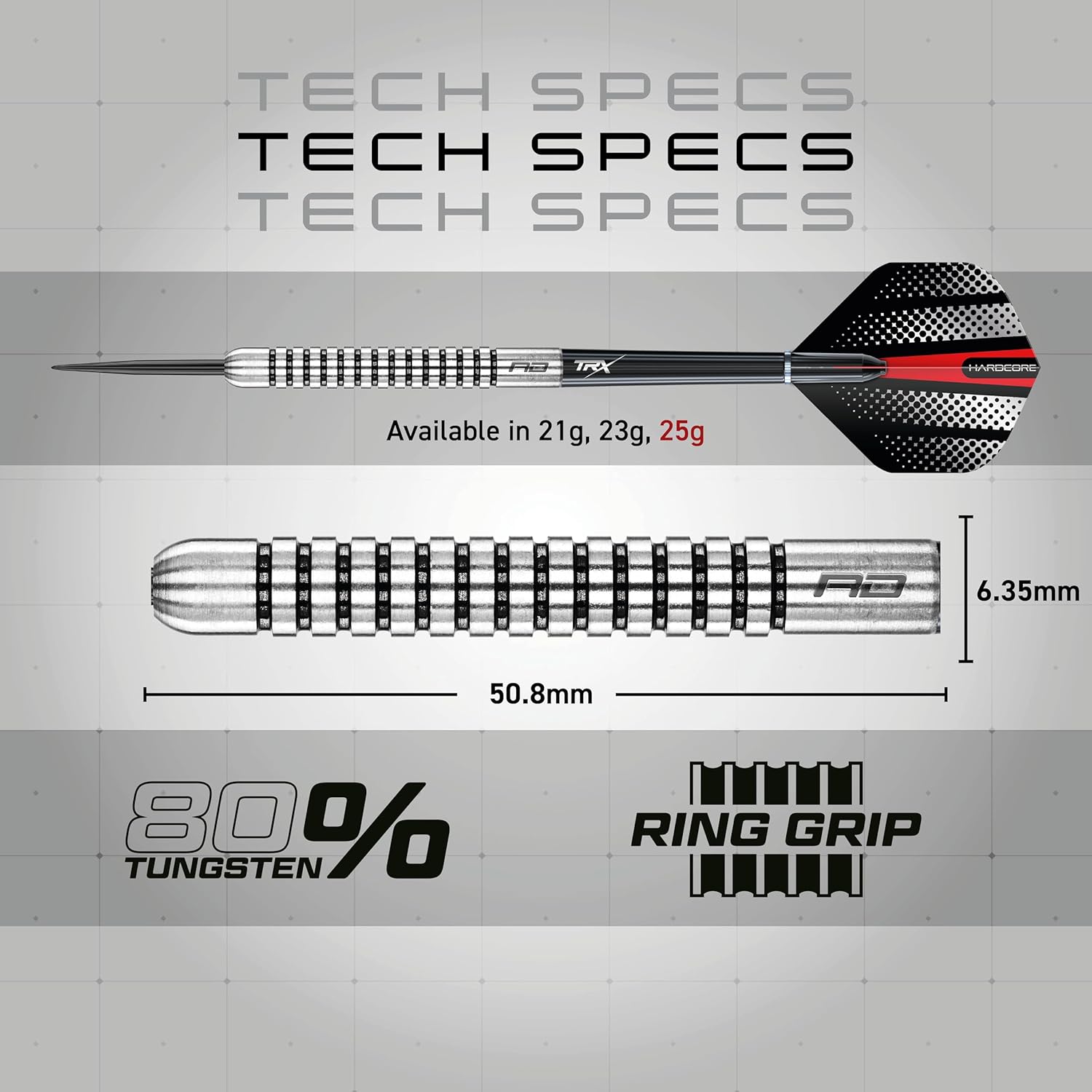 RED DRAGON Precision Ringed Grip Darts 21g, 23g, 2... - Image 5