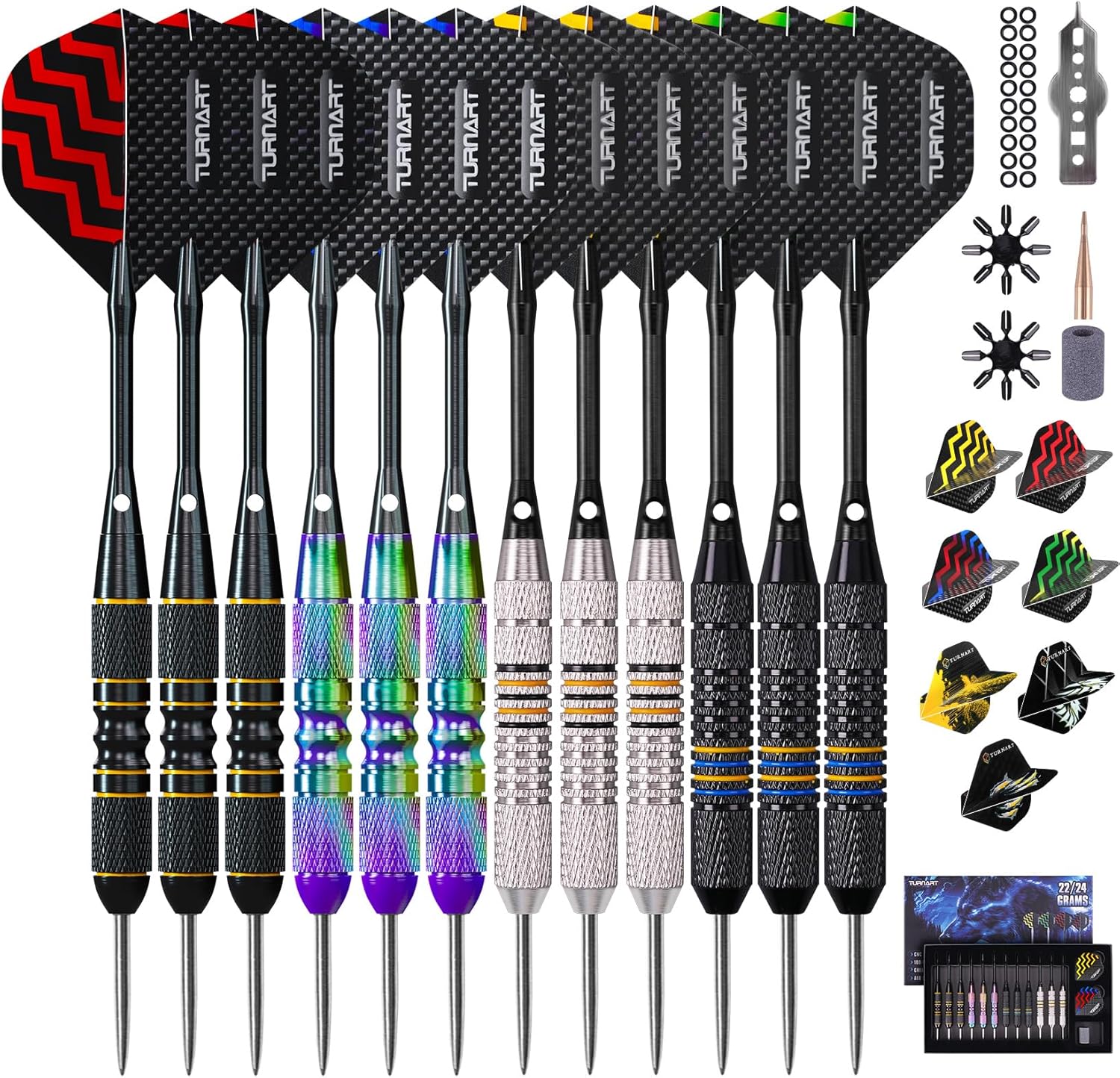 Turnart 12 Pack Steel Tip Darts Set with Case, Pro... - Image 2