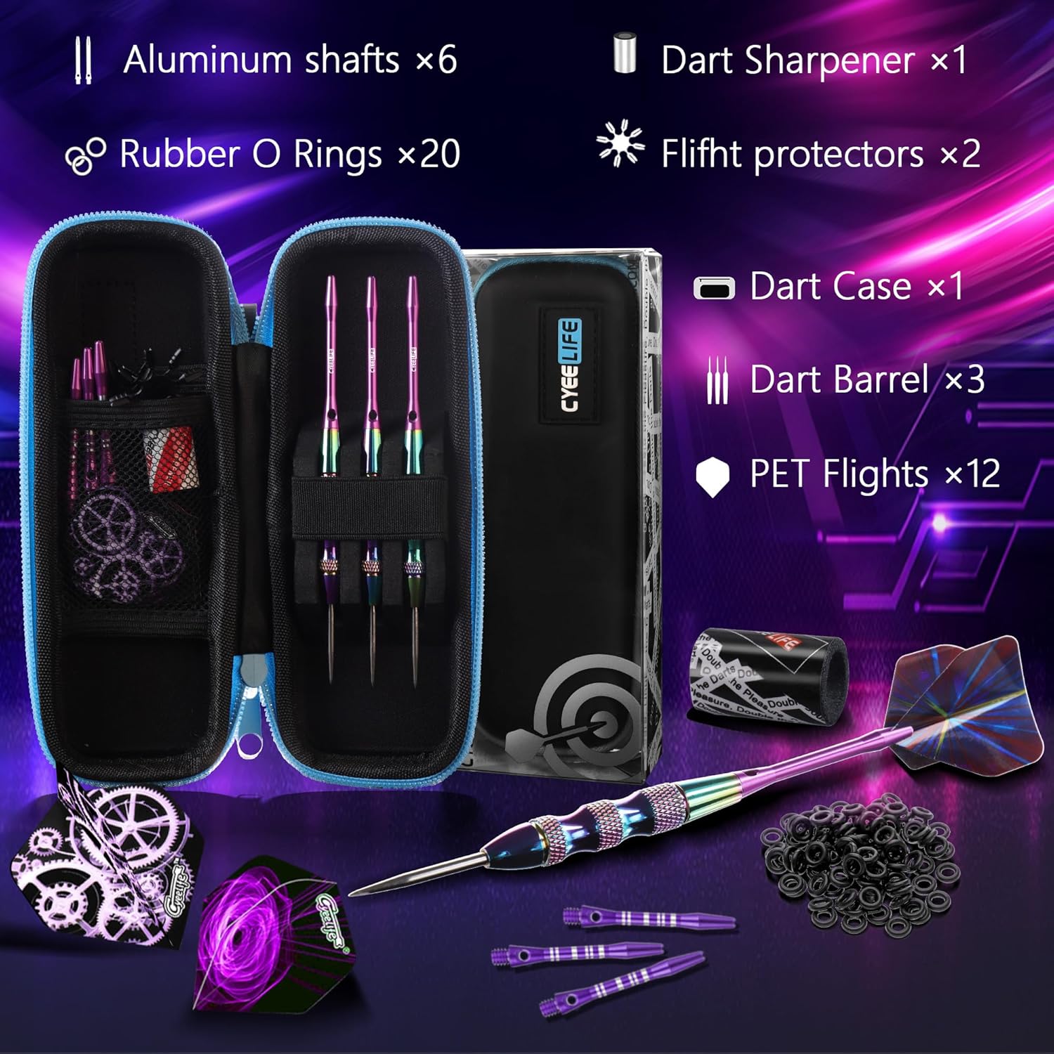 CyeeLife Steel Tip Darts Set,3 Pack Professional D... - Image 6