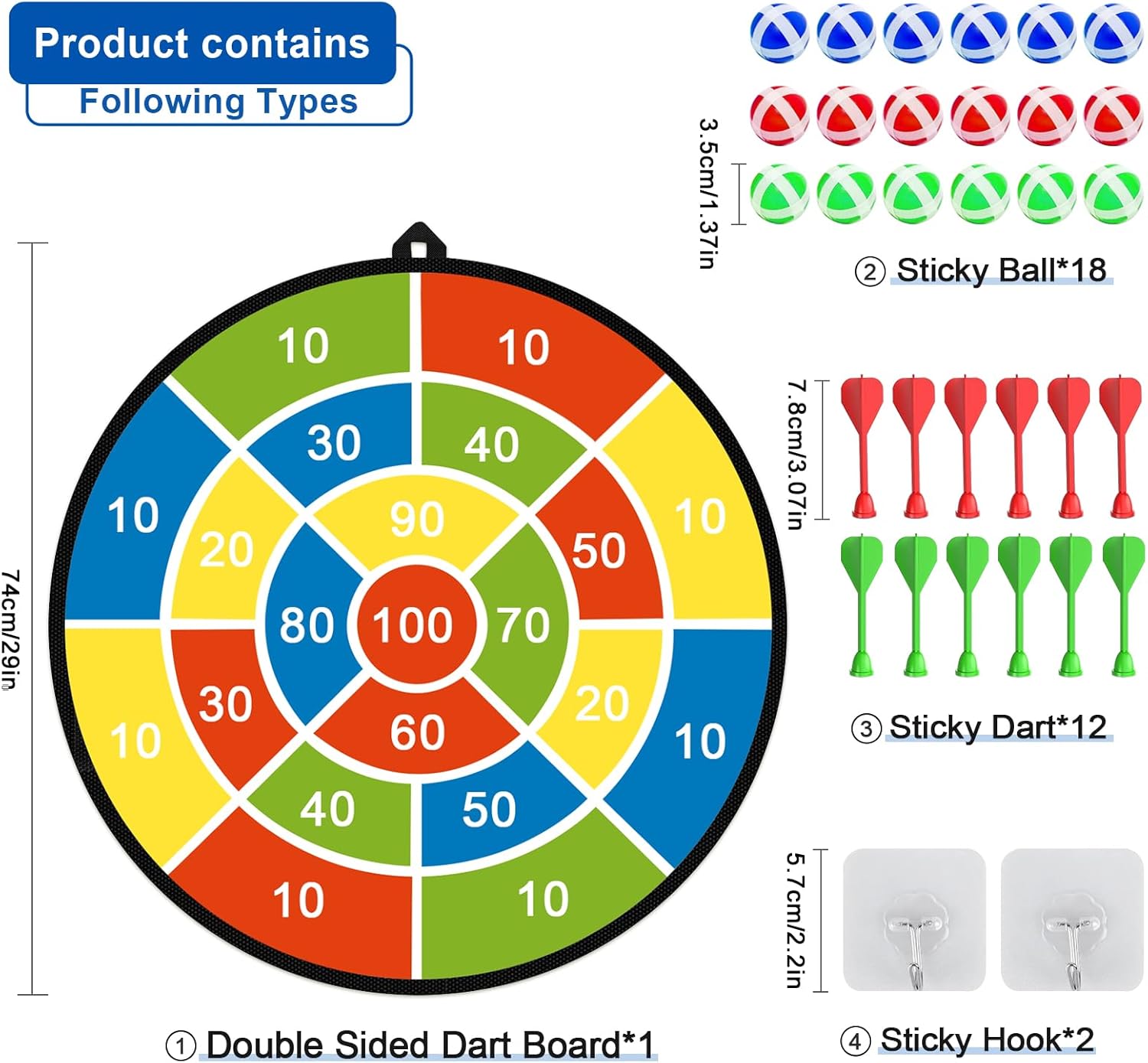 Dart Board for Kids, Boys Toys Double-Sided Dart B... - Image 8