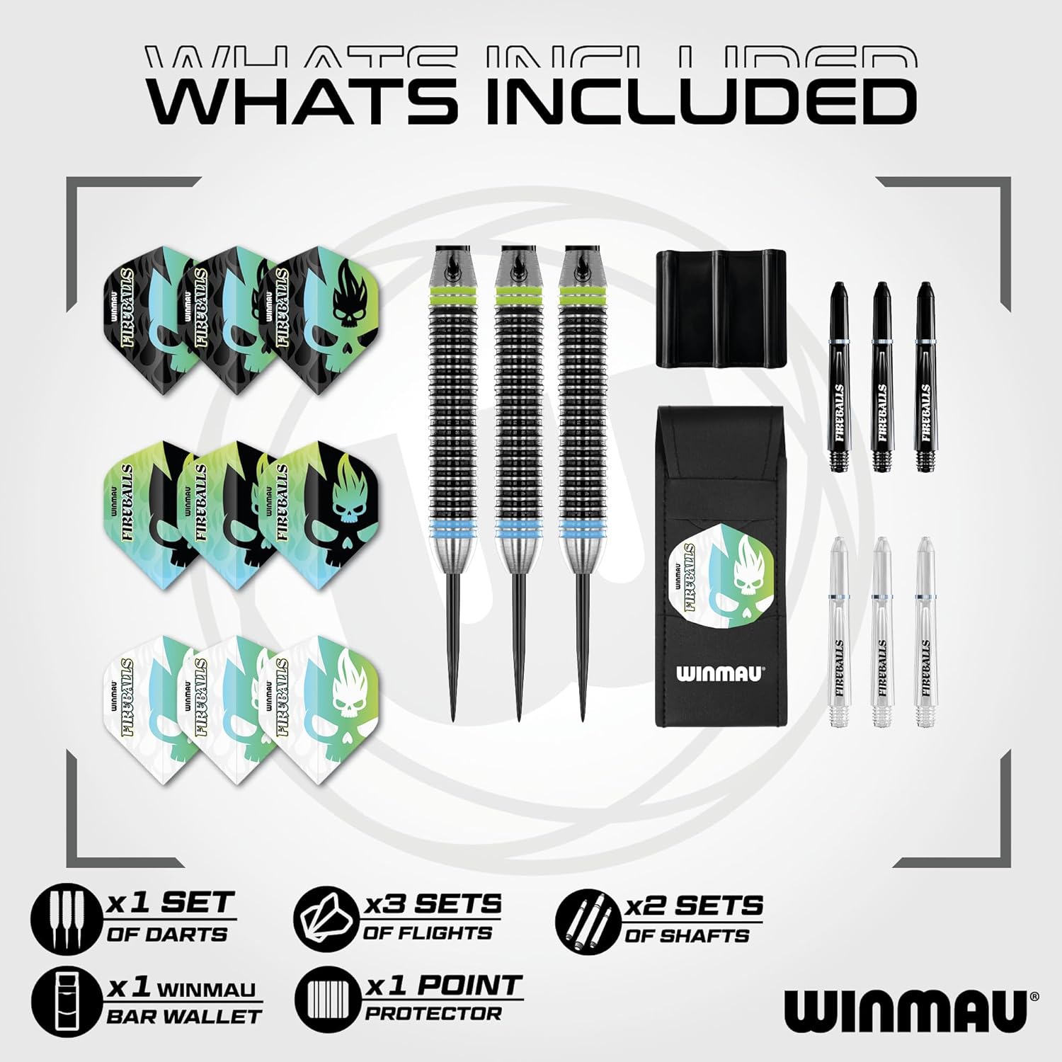 WINMAU Darts Fireball 22g Brass Steel Tip Darts Se... - Image 3