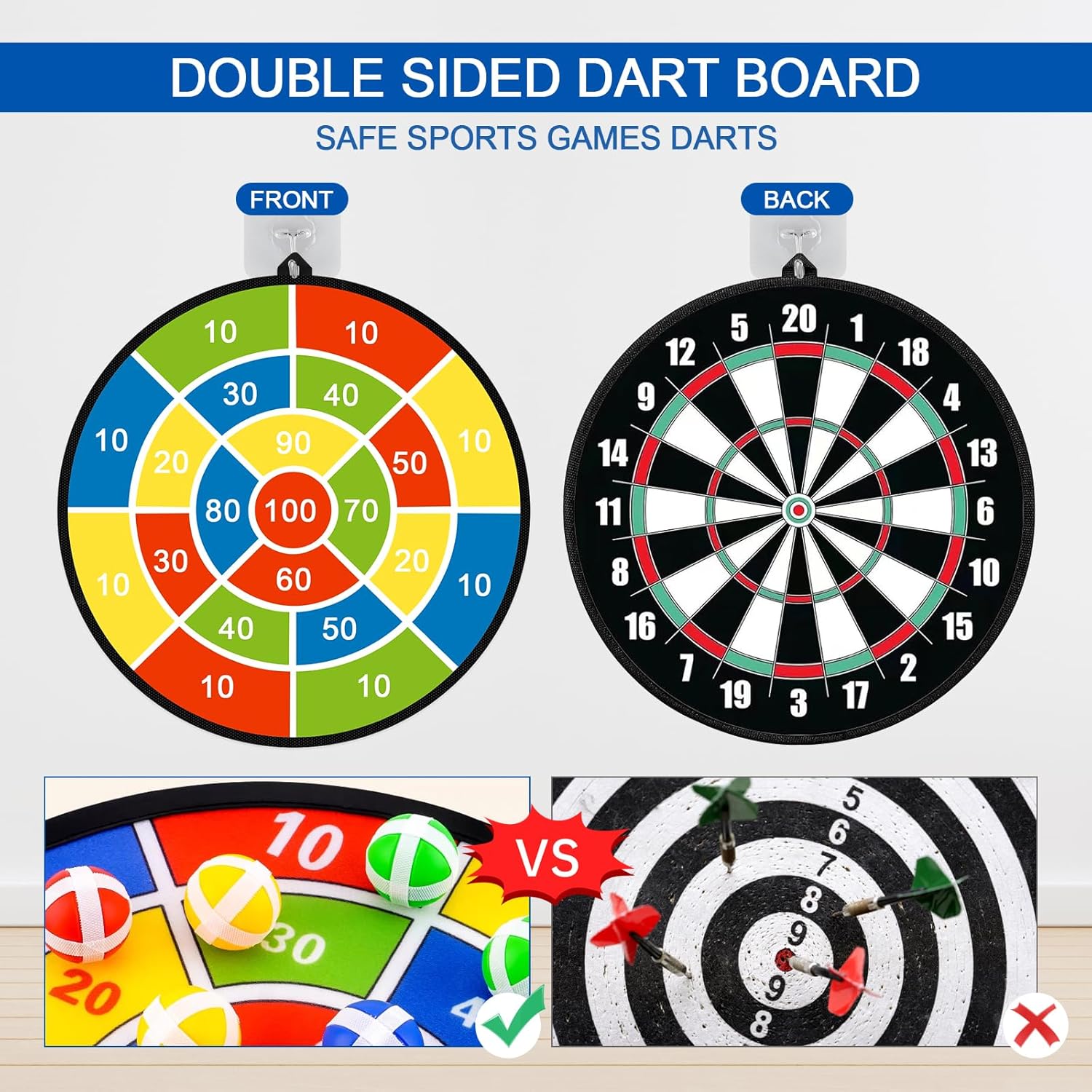 Dart Board for Kids, Boys Toys Double-Sided Dart B... - Image 7